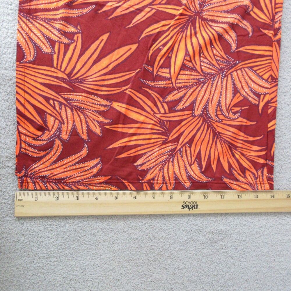 Maaji Wide Leg Pants Womens M Wide Elastic Waist Tropical Leaf Orange Maroon - Picture 6 of 10